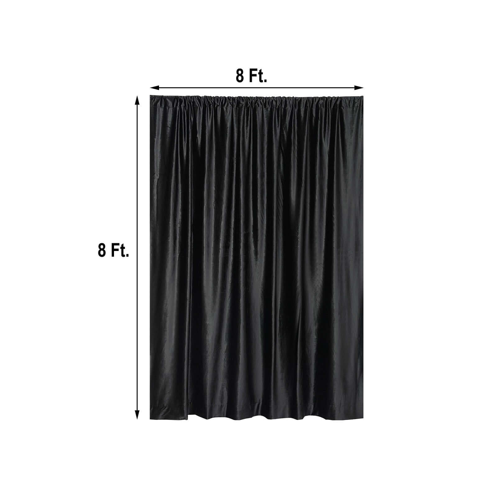 Black Crushed Velvet Backdrop Curtain â€“ 8ft x 8ft Event Drape with Rod Pocket, Privacy Panel for Photo Booths & Events