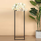 2-Pack Wedding Flower Stand Black Metal Geometric Column Frame Rectangular - Versatile Floral Pedestal for Sophisticated Arrangements 32"