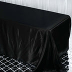 Satin Rectangular 90"x132" Tablecloth Black - Seamless Stylish Table Cover for Weddings and Parties