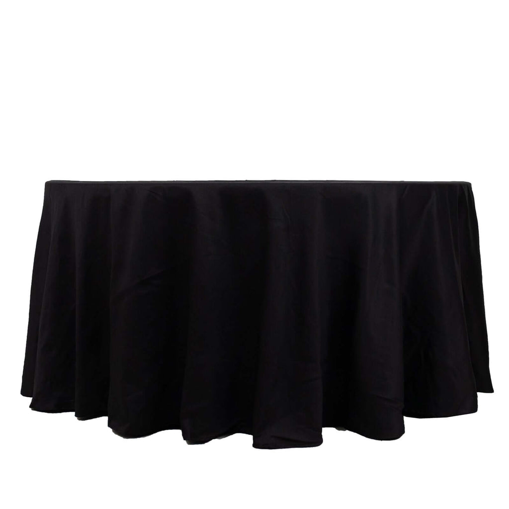 100% Cotton 120" Round Tablecloth Black Linen - Seamless, Soft & Breathable Table Cover