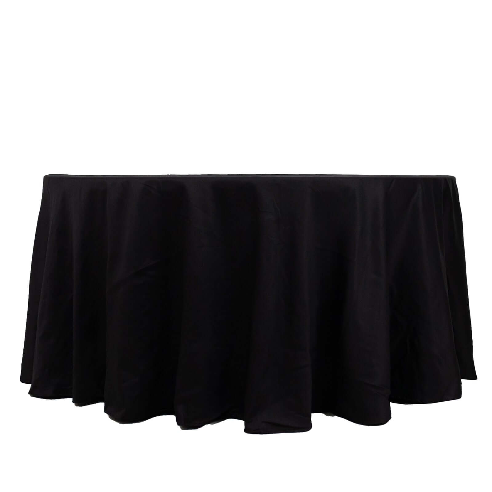 100% Cotton 120" Round Tablecloth Black Linen - Seamless, Soft & Breathable Table Cover