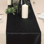 Premium Velvet 12"x108" Table Runner Black - Sheen Finish Reusable Table Decor