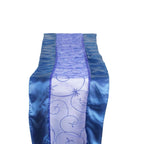 Satin Organza 14"x108" Table Runner Royal Blue Embroidered Design - Sheer & Stylish for Luxurious Table Settings