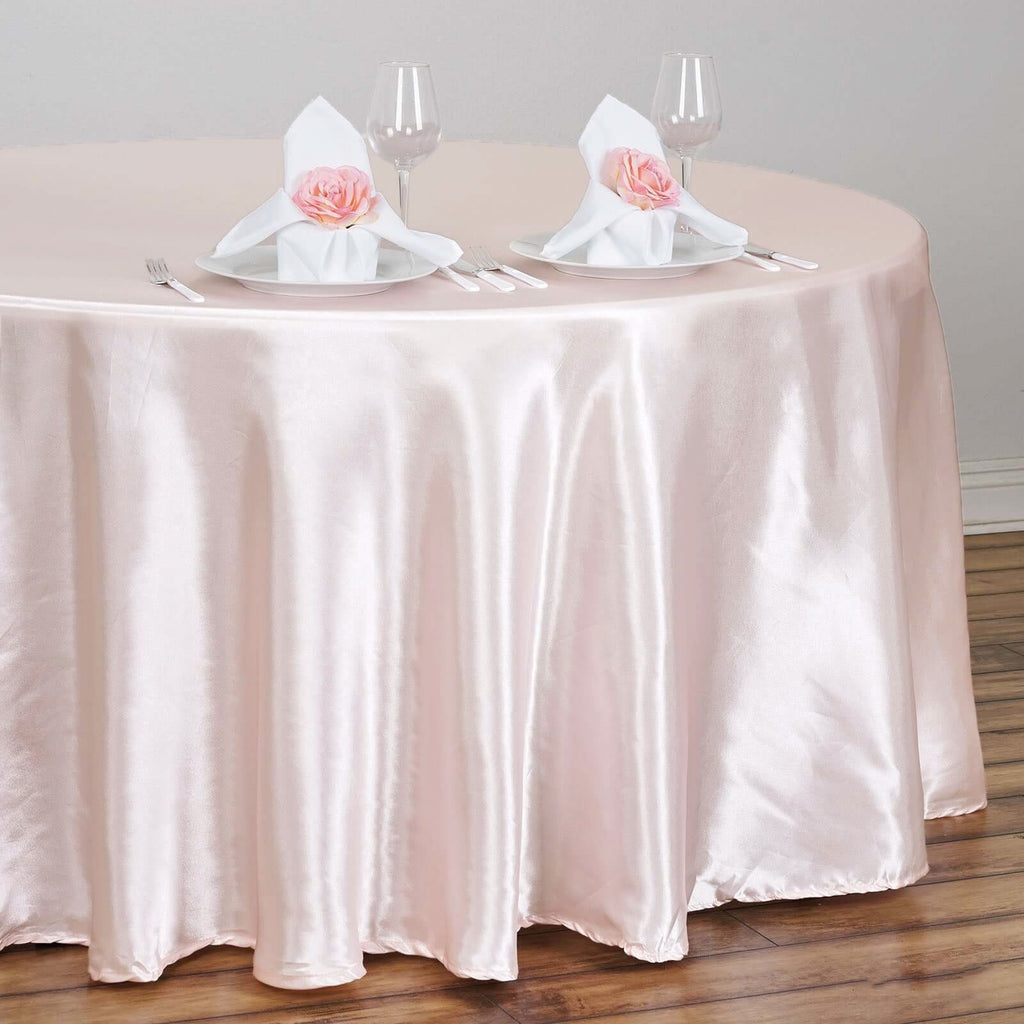 Satin 108" Round Tablecloth Blush - Smooth and Lustrous Table Cover