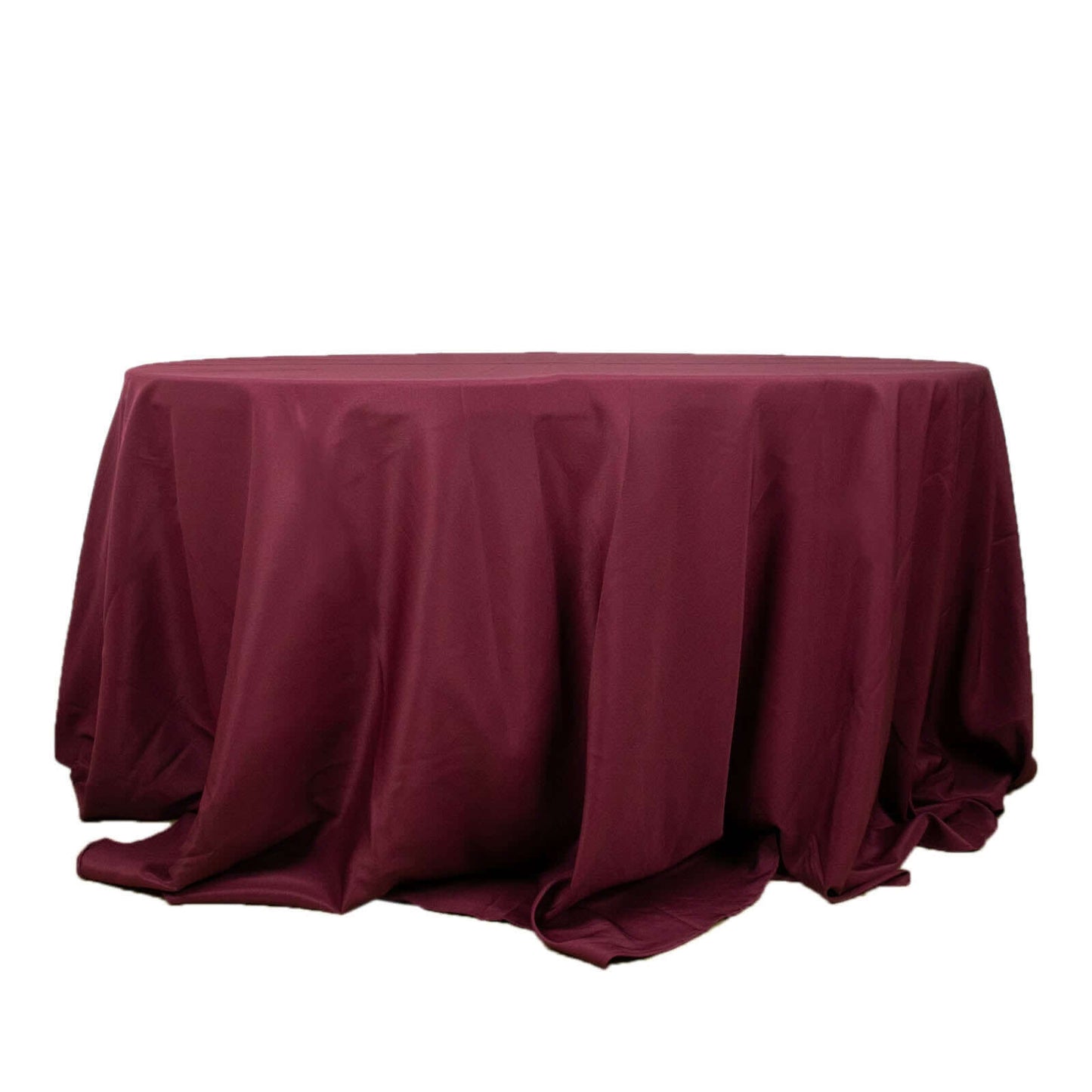 Premium Polyester 132" Round Tablecloth Burgundy - Seamless 220GSM Wrinkle-Resistant Table Cover