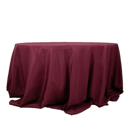 Premium Polyester 132" Round Tablecloth Burgundy - Seamless 220GSM Wrinkle-Resistant Table Cover