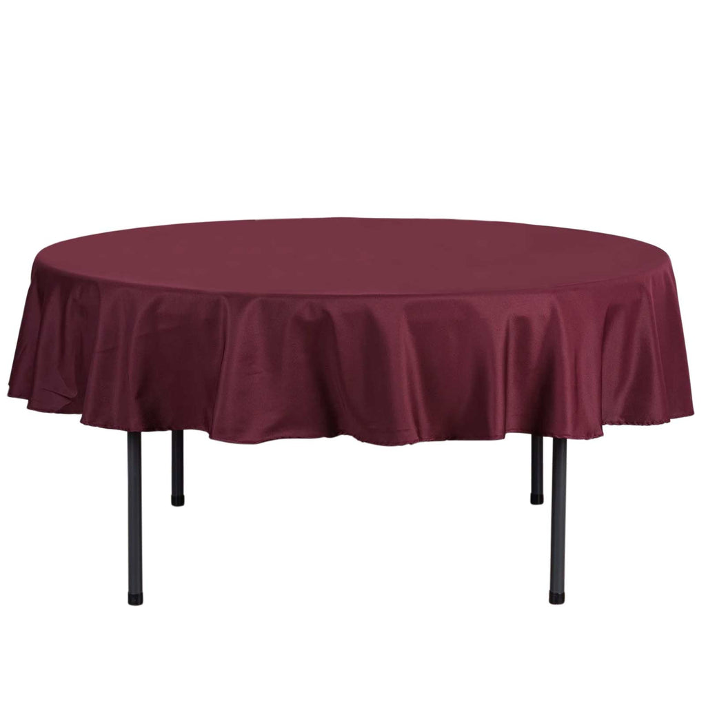Polyester 90" Round Tablecloth Burgundy - Stain & Wrinkle-Resistant Table Cover