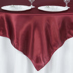 Satin 60"x60" Table Overlay Square Tablecloth Burgundy - Smooth Silky Touch Table Cover