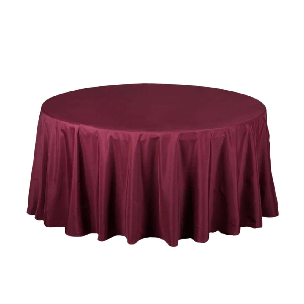 Polyester 108" Round Tablecloth Burgundy - Wrinkle-Resistant Table Cover