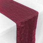 Taffeta 12"x108" Table Runner Burgundy - Accordion Crinkle Design