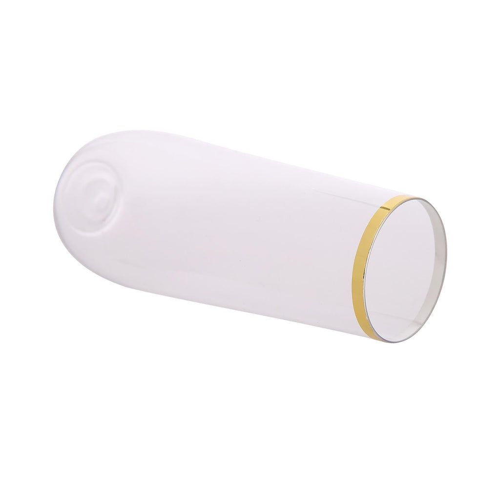 6 Pack Plastic Champagne Glasses in Clear with Gold Rim, Reusable Lightweight Champagne Flutes 9oz