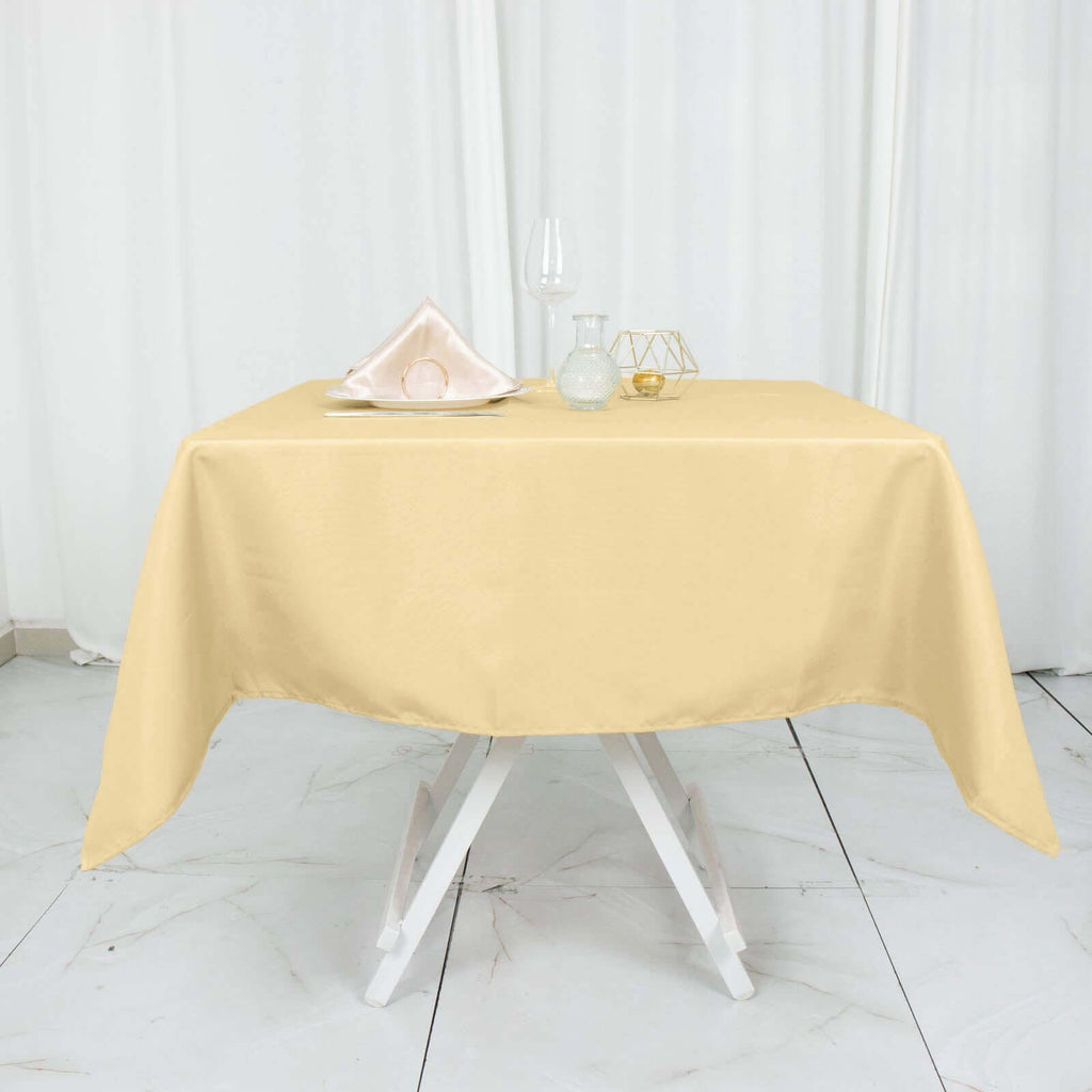 Premium Polyester 54"x54" Square Tablecloth Champagne - 220GSM Stain and Wrinkle-Resistant Table Cover