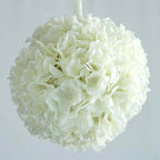 4 Pack 7" Cream Artificial Silk Hydrangea Kissing Flower Balls