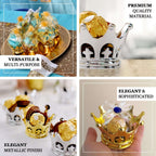 12-Pack Fillable Mini Crown Candy Container Gold - Regal Baby Shower Candy Treat Favor Containers 3"