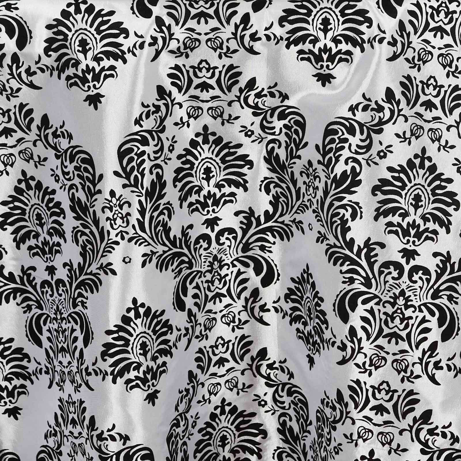 Taffeta Flocking 12"x108" Table Runner Black Damask - Stylish Table Accent