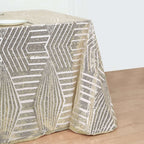 Sequin 90"x132" Rectangle Tablecloth Champagne - Seamless Diamond Design Table Cover