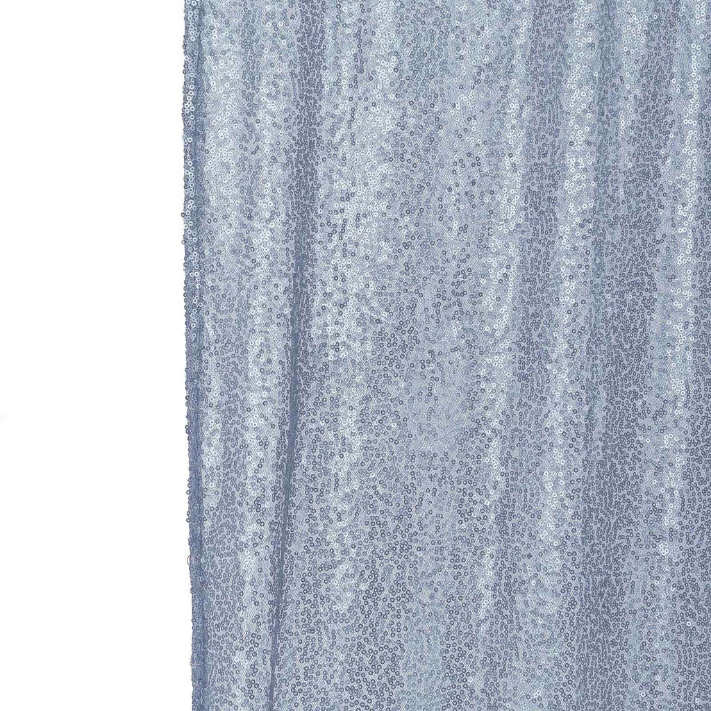 8ftx8ft Dusty Blue Sequin Event Curtain Drapes, Backdrop Event Panel