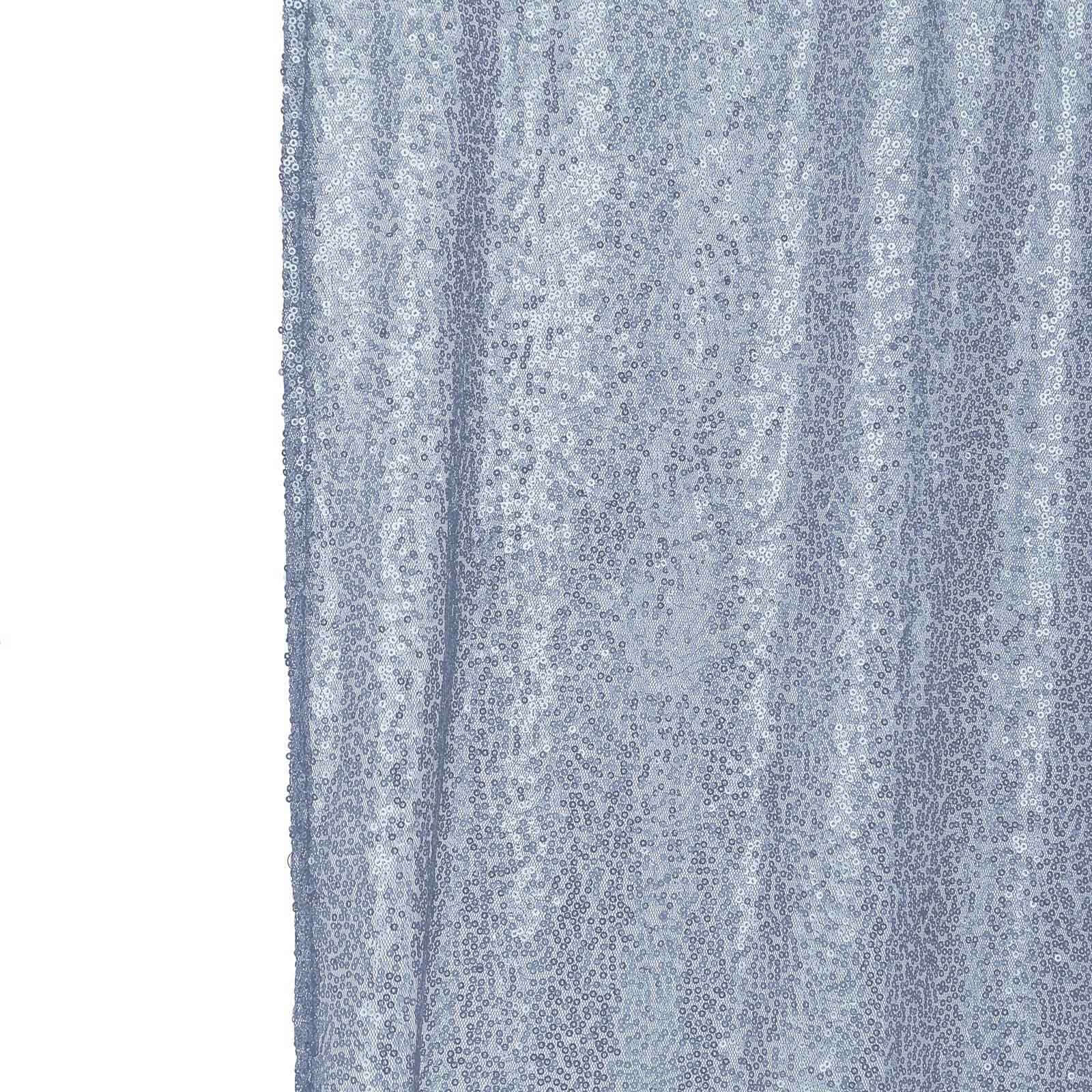 8ftx8ft Dusty Blue Sequin Event Curtain Drapes, Backdrop Event Panel