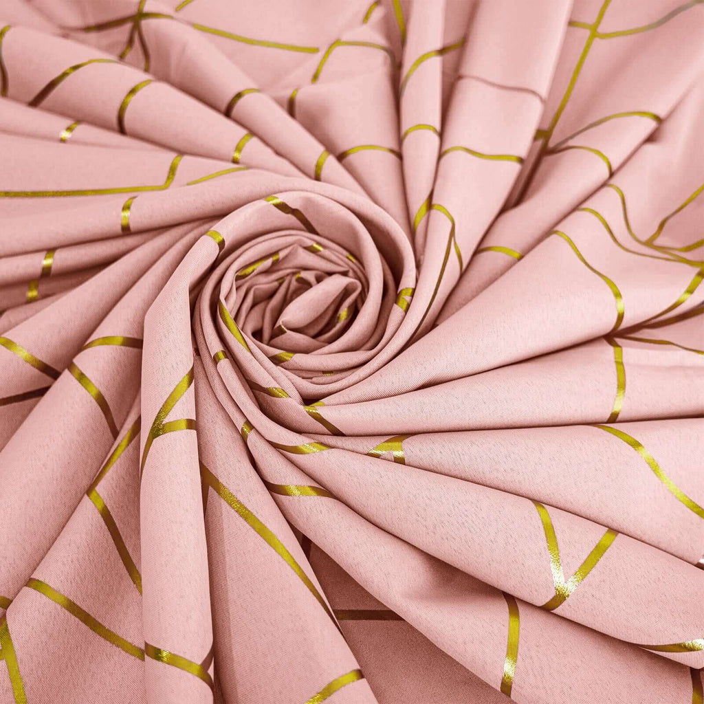 Polyester 54"x54" Table Overlay Square Tablecloth Dusty Rose with Gold Foil Geometric Pattern - Wrinkle-Resistant & Durable Table Topper