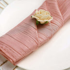 5 Pack Taffeta 20"x20" Napkins Dusty Rose - Accordion Crinkle Dinner Napkins