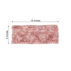 5 Pack Satin Spandex Chair Sashes Dusty Rose - Rosette Design Stretch Chair Bands 6"x14"
