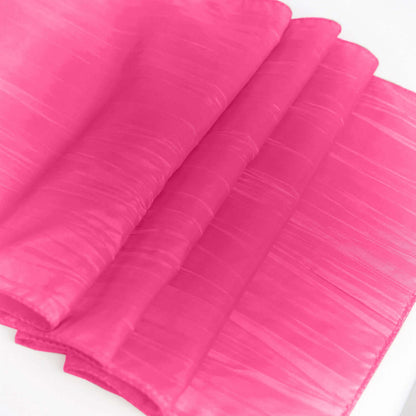 Taffeta 12"x108" Table Runner Fuchsia - Accordion Crinkle Design