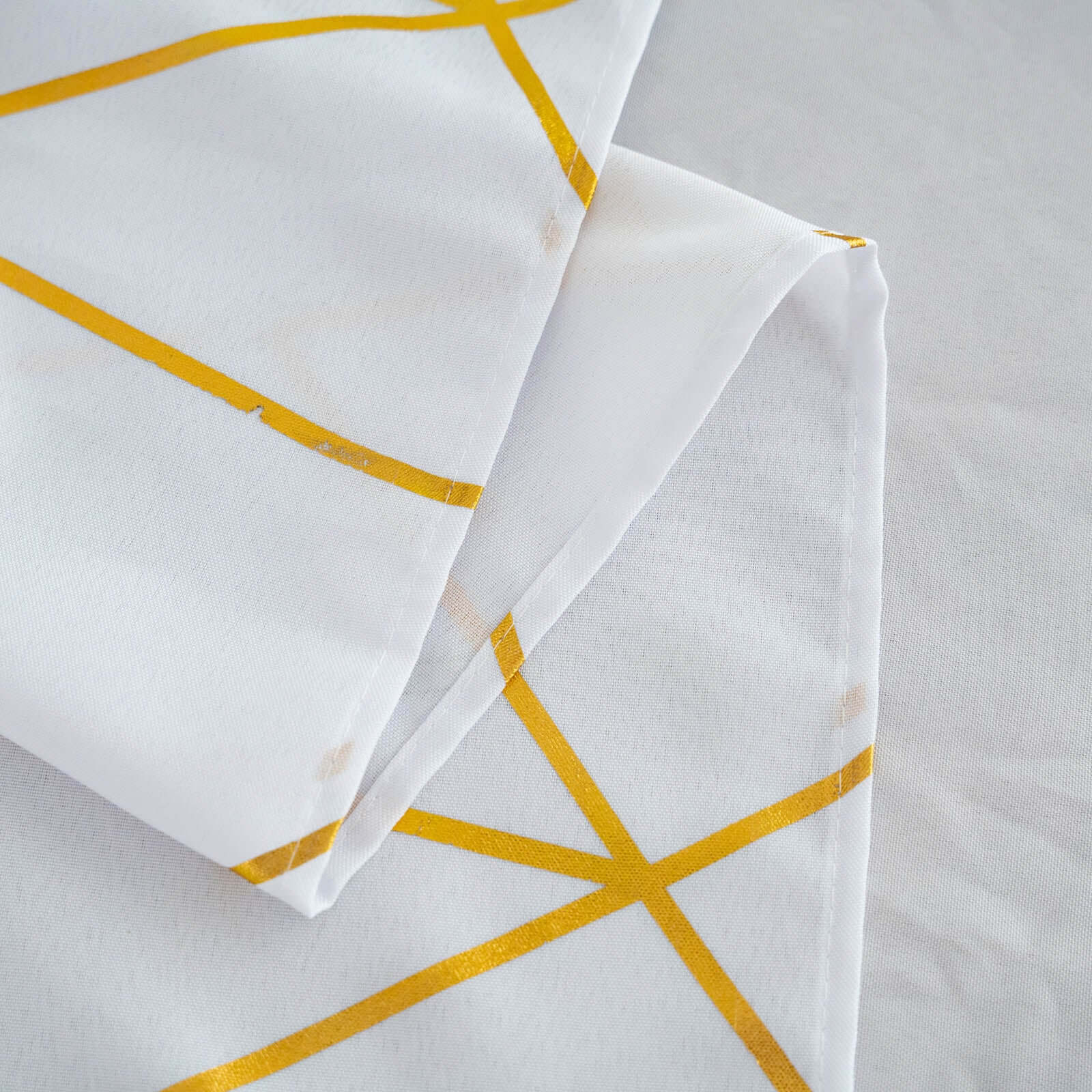 Polyester 54"x54" Square Tablecloth White with Gold Foil Geometric Pattern - Wrinkle-Resistant & Durable for Stylish Settings