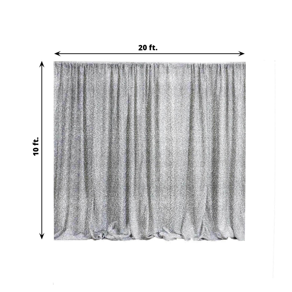 20ftx10ft Silver Metallic Shimmer Tinsel Event Curtain Drapes, Backdrop Event Panel