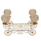 Candle Holder 4-Arm Gold Metal Crystal Cinderella Carriage Wedding Centerpiece - Decorative Display 18"