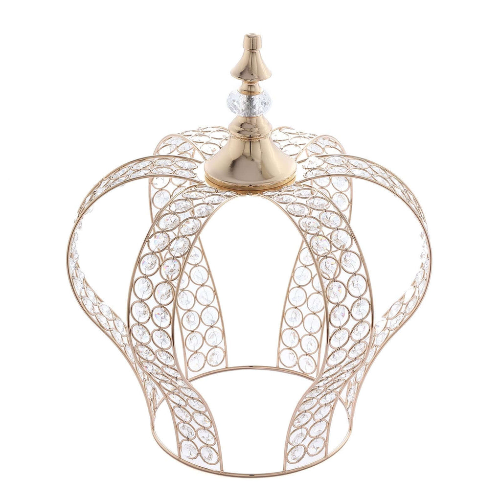 Crystal-Bead Royal Crown Cake Topper Metallic Gold - Themed Baby Showers Cakes & Event Centerpieces 16"