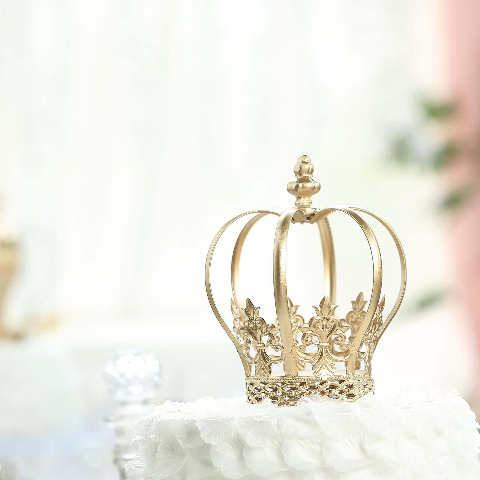 Metal Royal Crown Cake Topper Gold for Glamorous Events & Special Occasions 8"