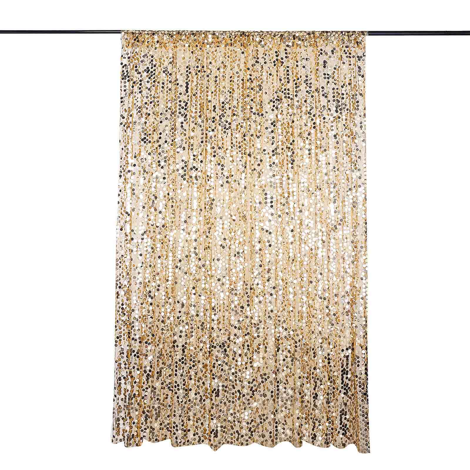 8ftx8ft Gold Big Payette Sequin Event Curtain Drapes, Backdrop Event Panel
