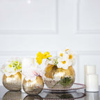 Glass Flower Vase Gold Foiled Crackle Bubble - Stylish Centerpiece for Events 4.5"