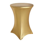 Metallic Spandex 30" Fitted Round Cocktail Table Cover Gold Highboy Tablecloth - Stretch Fit & Water-Resistant for Stylish Decor
