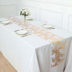 Disposable Table Runner Roll 108" Metallic Gold Foil Palm Leaves Print - Chic Non-Woven Tropical Table Decor for Events