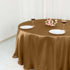 Satin 132" Round Tablecloth Gold - Stylish Seamless Table Cover for Weddings & Events