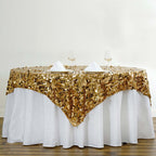 Sequin 72"x72" Table Overlay Square Tablecloth Gold - Big Payette Table Cover