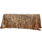 Sequin 90"x132" Rectangle Tablecloth Gold - Seamless Big Payette Design for Sophisticated Occasions