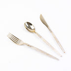 24-Pack Plastic Cutlery Set Metallic Gold with Gold Glitter - Stylish Disposable Silverware Pack 8"