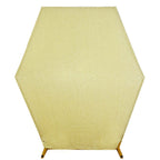 8ftx7ft Champagne Metallic Shimmer Tinsel Spandex Hexagon Wedding Arbor Cover, 2-Sided Backdrop
