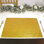 6-Pack Placemats Glitter Design Gold Sparkle Rectangle - Non-Slip Decorative Dining Table Mats 12"x18"