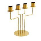 2-Pack Geometric Taper Candelabra 4 Arm Design Gold Metal Decorative Centerpiece - Perfect for Events 8"