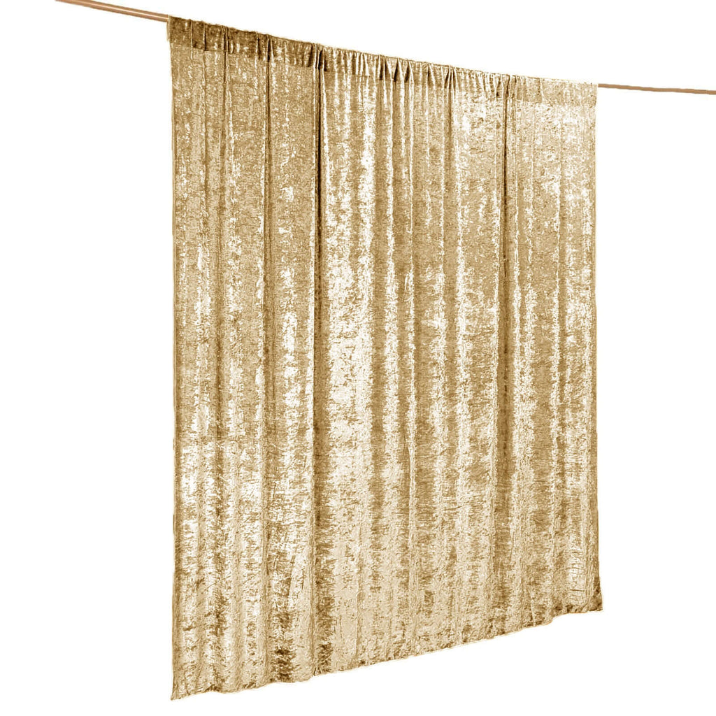 Champagne Crushed Velvet Backdrop Curtain â€“ 8ft x 8ft Event Drape with Rod Pocket, Privacy Panel for Photo Booths & Events
