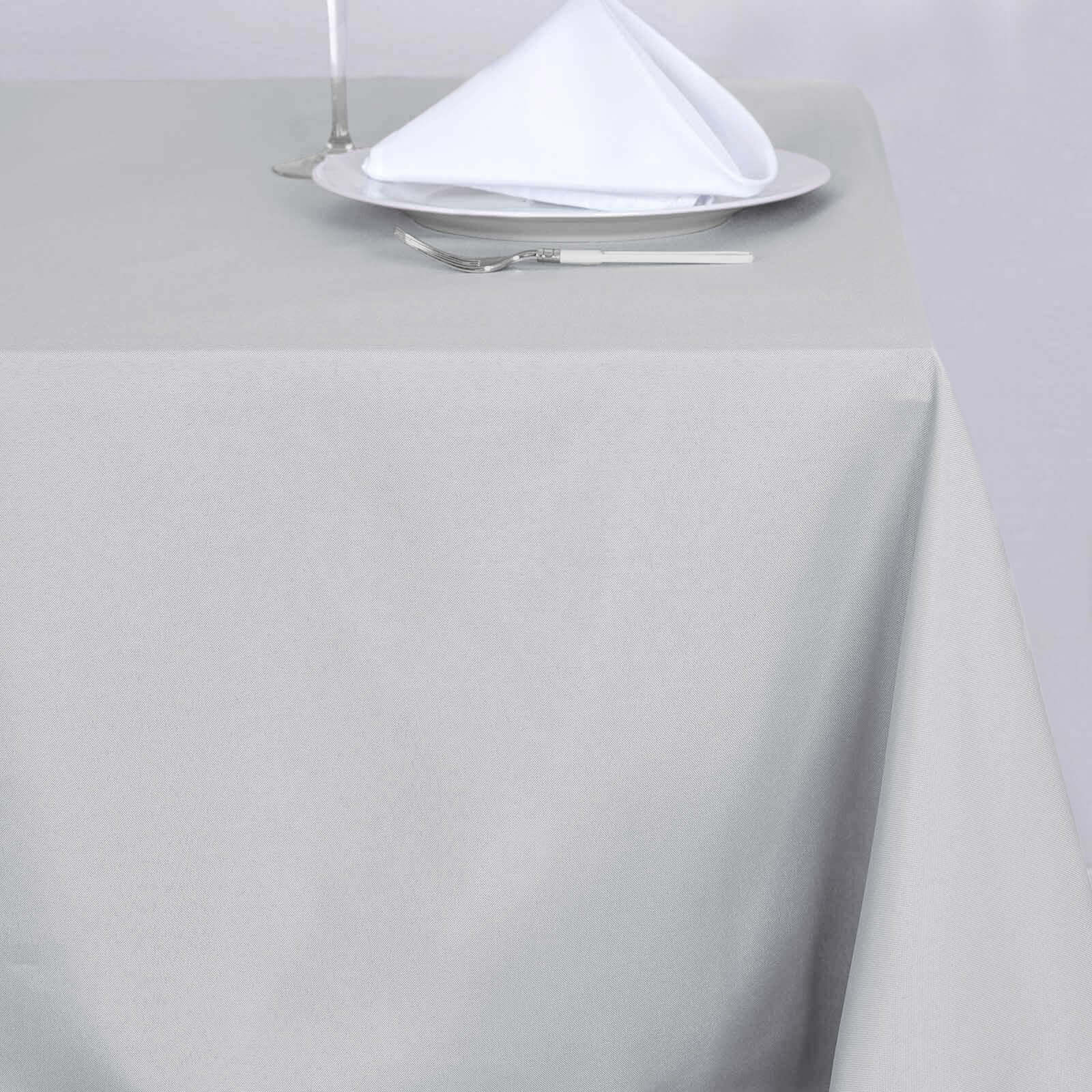 Polyester 90"x90" Table Overlay Square Tablecloth Silver - Wrinkle-Resistant & Durable Table Cover