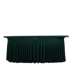 Spandex Rectangle 72"x30" Table Skirt Hunter Emerald Green with Wavy Skirt-Like Effect Table Cover