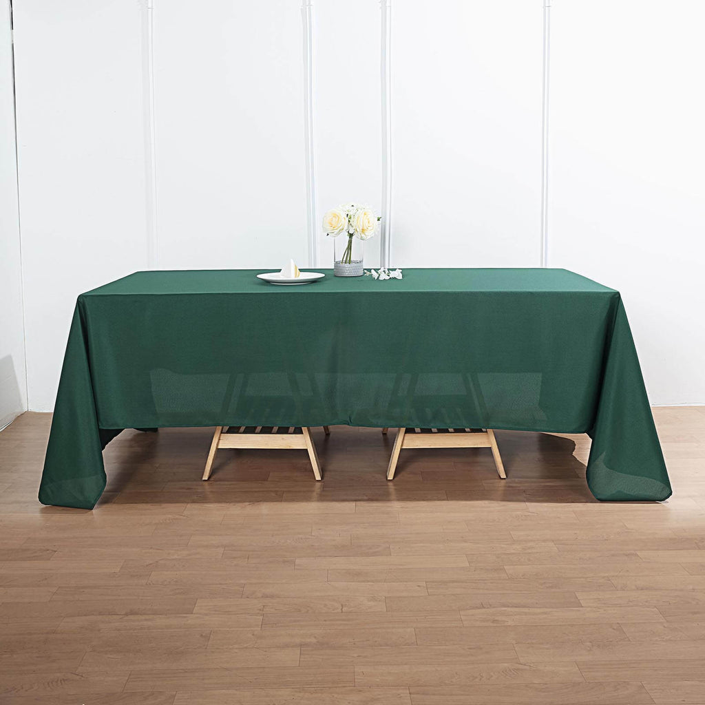 Polyester 72"x120" Rectangle Tablecloth Hunter Emerald Green - Durable and Stylish Table Cover