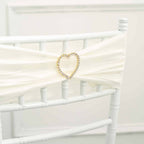 Rhinestone Chair Sash Band Buckle Gold 2" Heart Metal - Glittering Diamond Accent for Weddings & Special Events