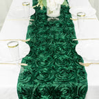 Rosette Satin 14"x108" Table Runner Hunter Emerald Green - Grandiose Design