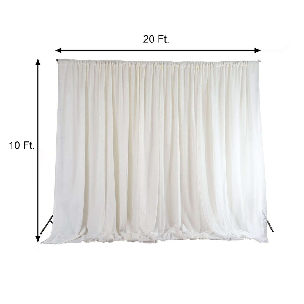 Ivory Chiffon Polyester Event Curtain Drapes, Dual Layer Divider Backdrop Event Panels with Rod Pockets - 20ftx10ft