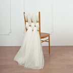 5 Pack Chiffon Chair Sashes Ivory - Soft & Lightweight Designer Chair Bows 22"x78"